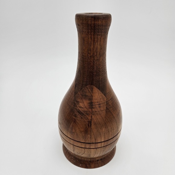 Handmade Other - Hand Crafted Turned MCM Hardwood Vase Signed by Artist -  Handcrafted Natural